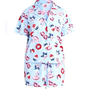 Blue and Red Pajama Set